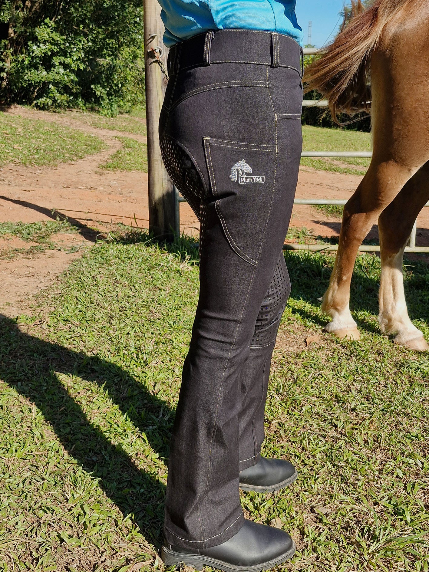 Comfort Waist Black Denim Bootleg Riding Jeans