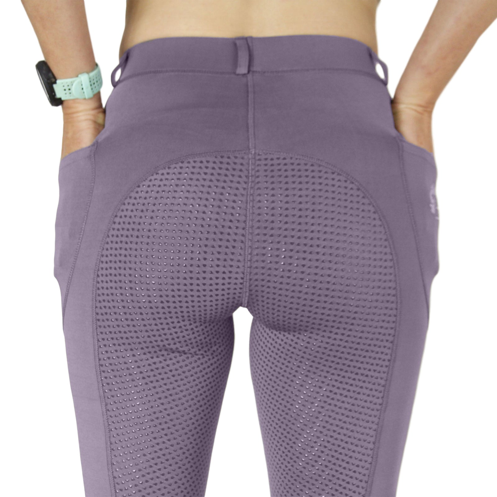 Riding tights in Wisteria. With or without silicone seat grip