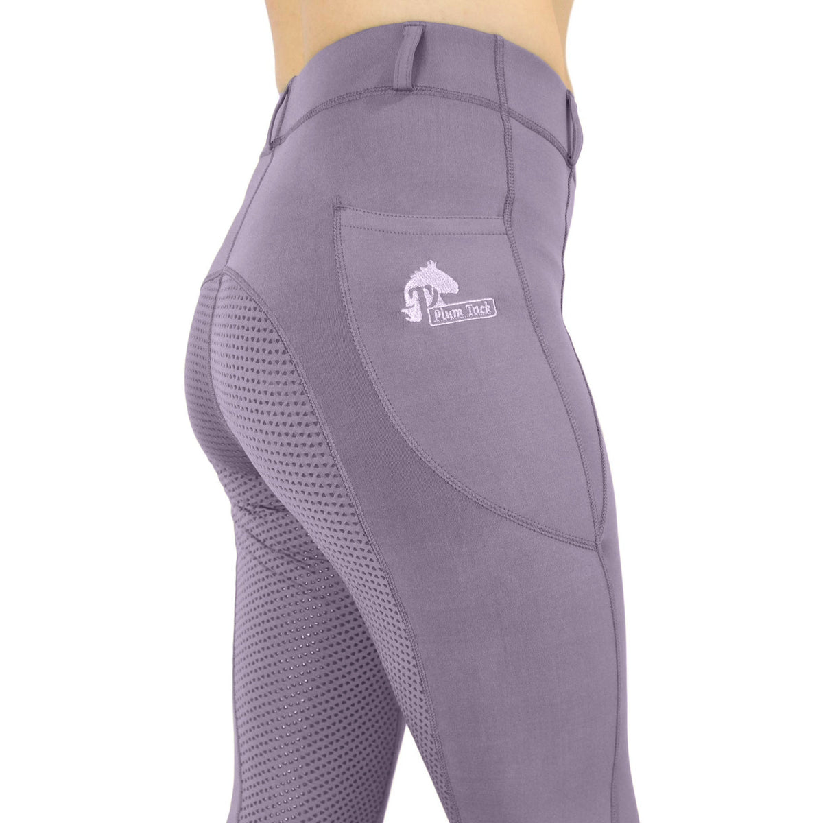 Riding tights in Wisteria. With or without silicone seat grip
