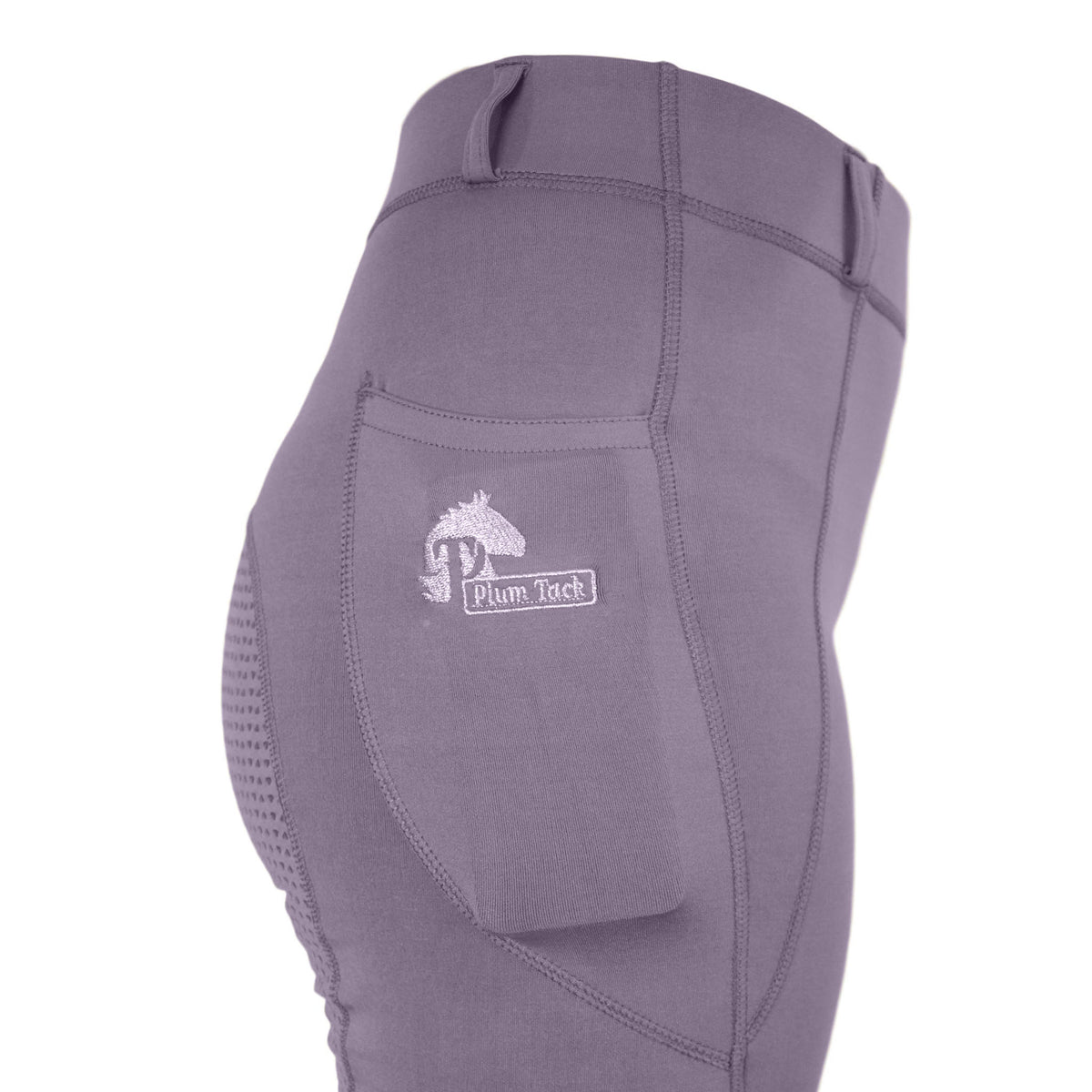 Riding tights in Wisteria. With or without silicone seat grip