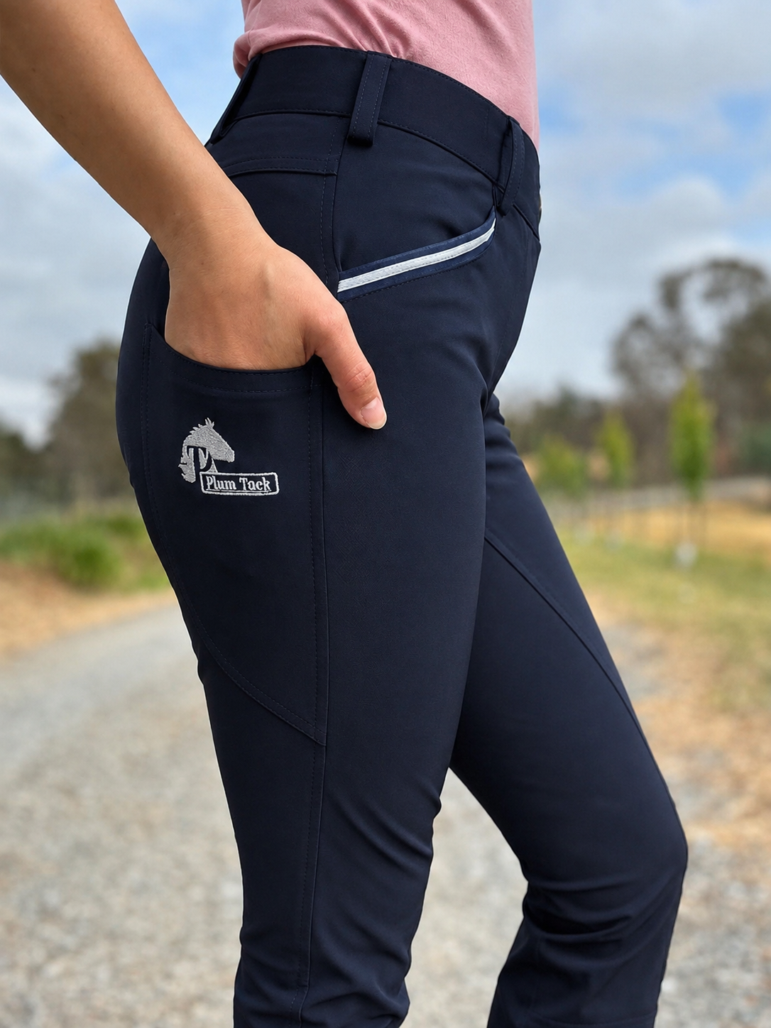 CoolMax Bootleg Riding Pants - Classic Navy. Choose Your Length and Silicone Option.