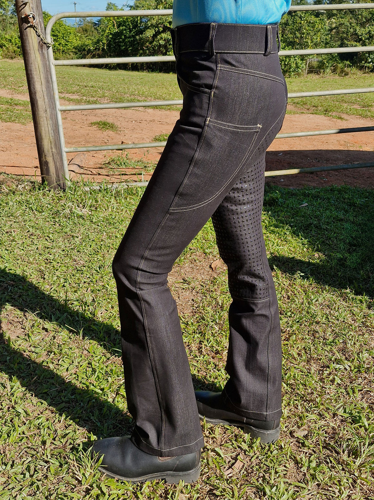 Comfort Waist Black Denim Bootleg Riding Jeans