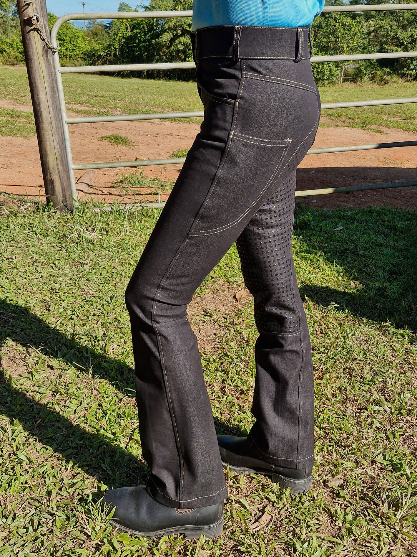 Comfort Waist Black Denim Bootleg Riding Jeans