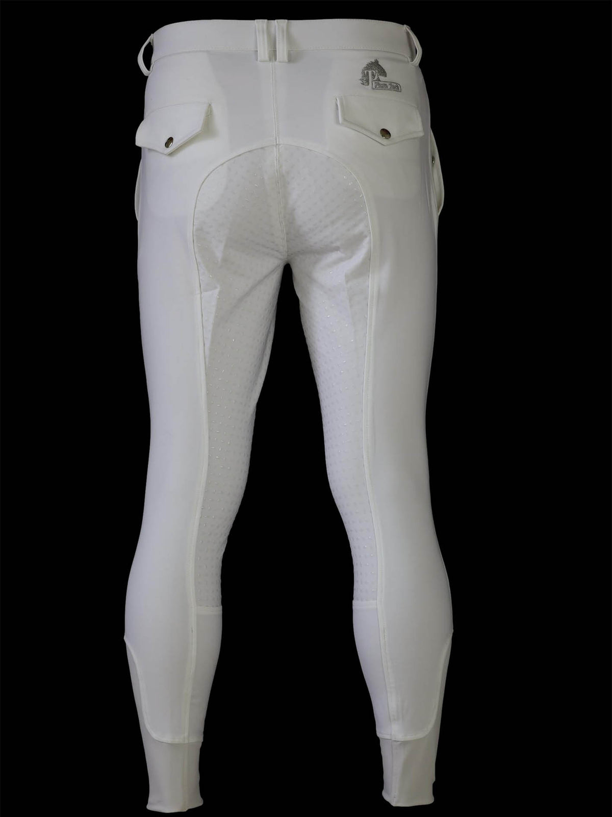 Back view of Men's white competition breeches 