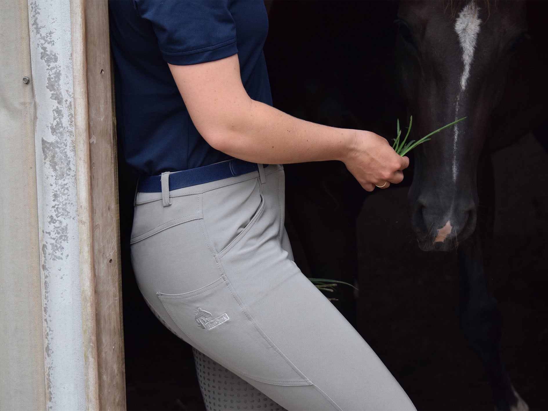 Grey CoolMax Breeches with phone pockets