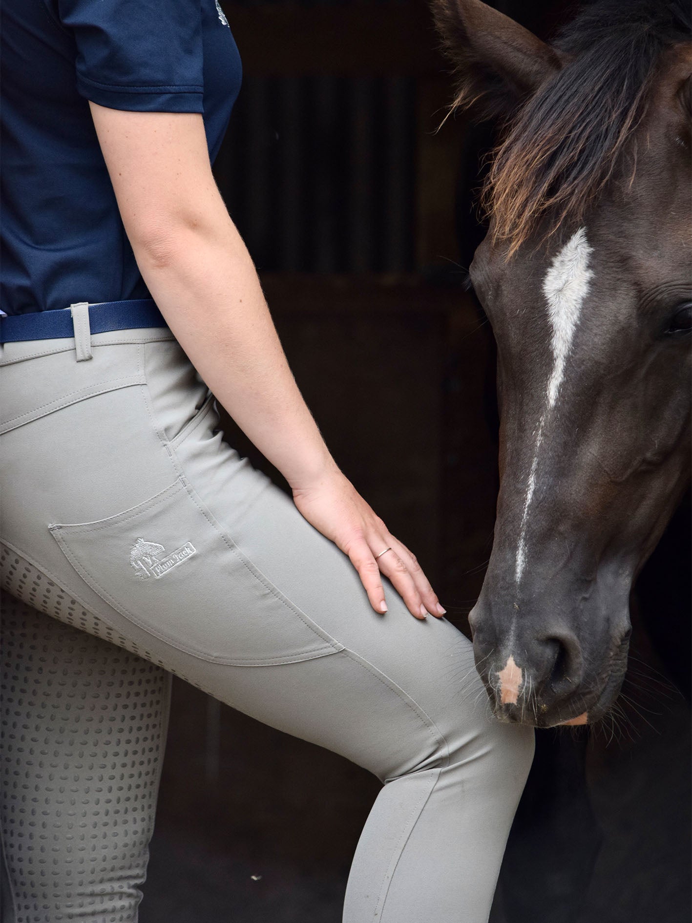 Grey CoolMax Breeches with phone pockets