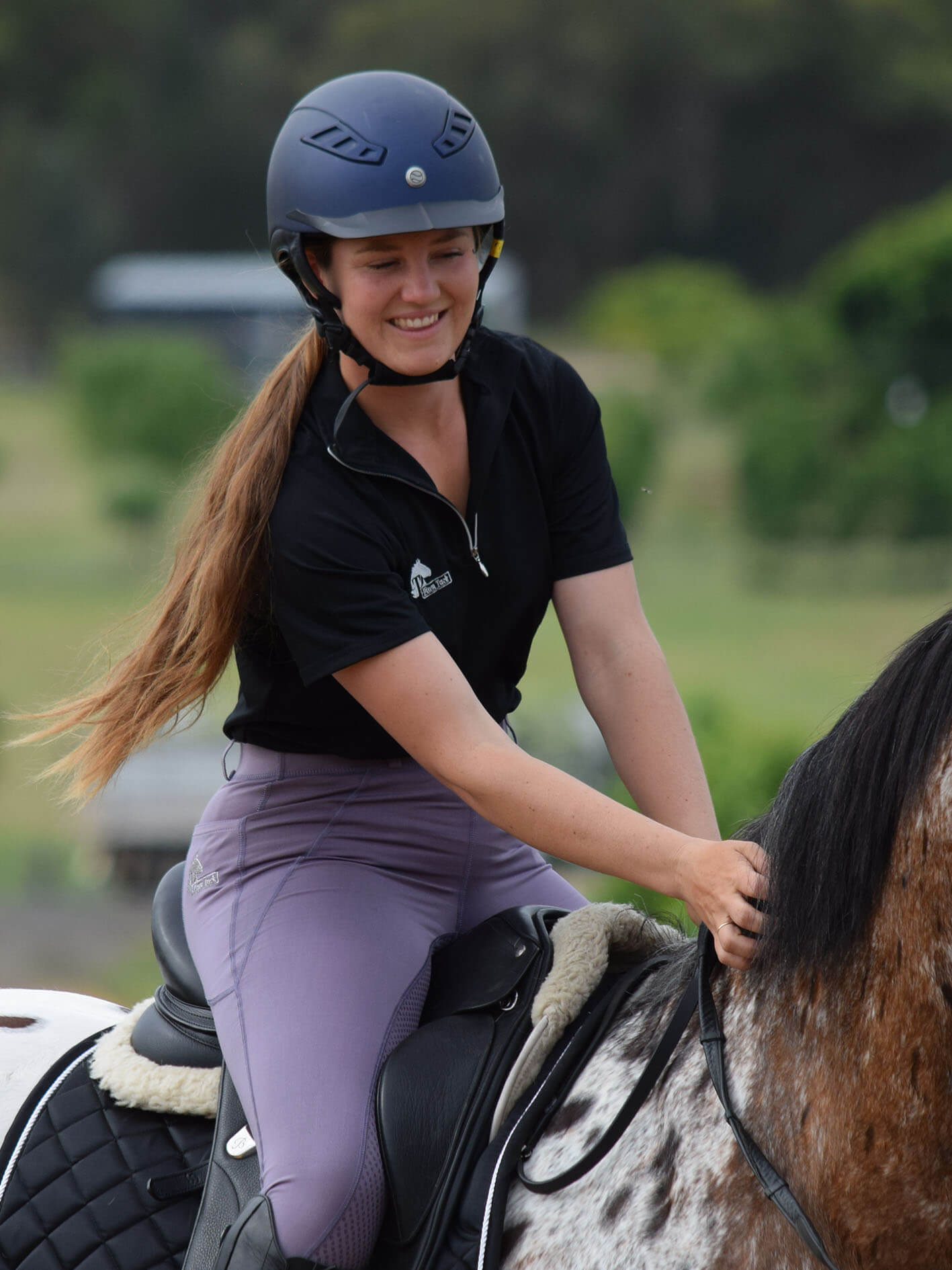 Ladies Cool Summer riding tops in black- Short sleeve