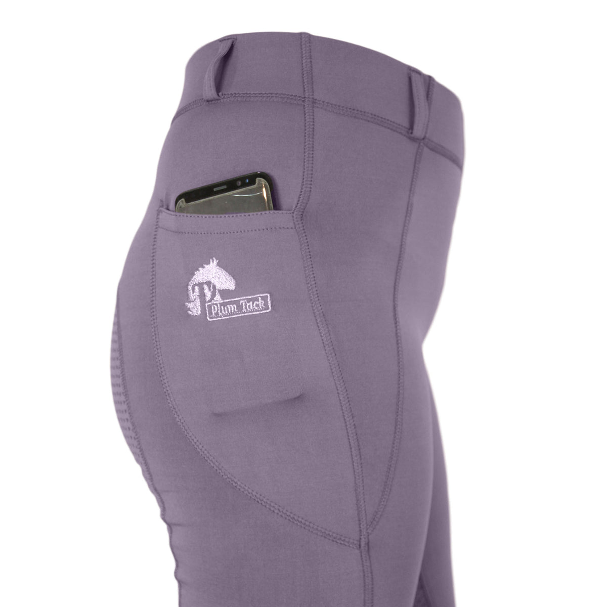 Riding tights in Wisteria. With or without silicone seat grip