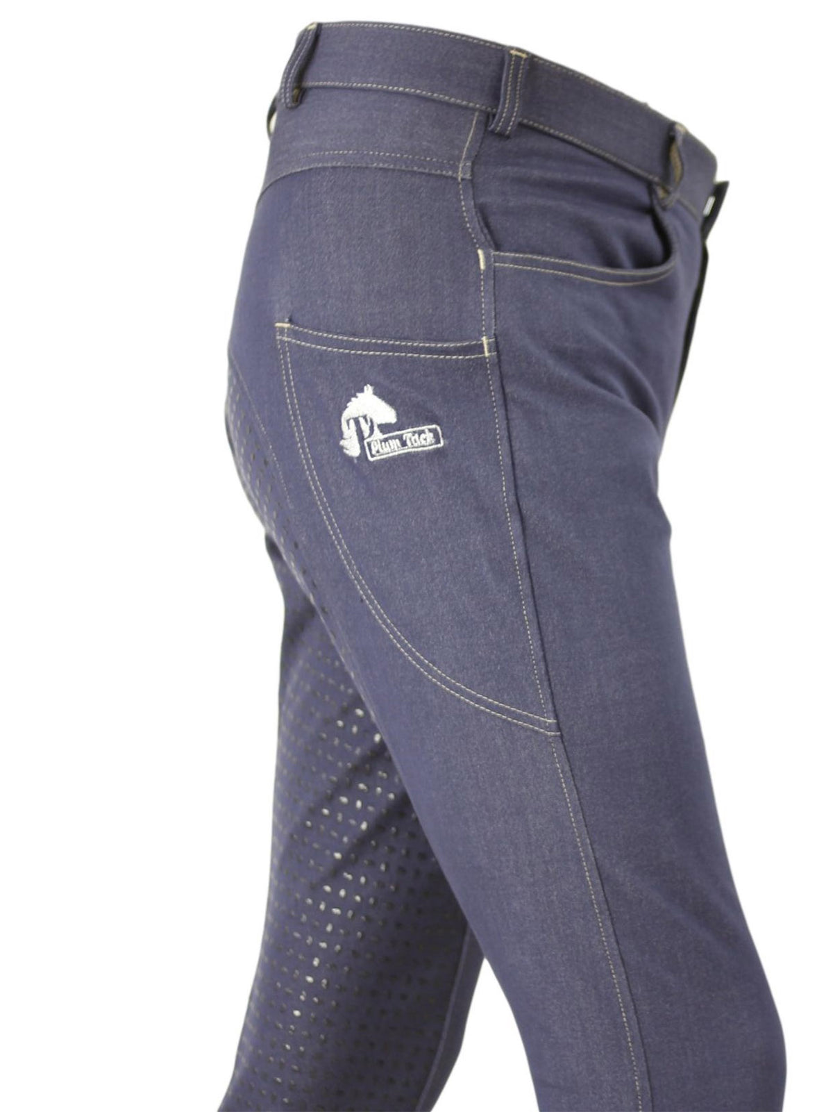 Men&#39;s Denim Breeches with silicone seat and phone pocket