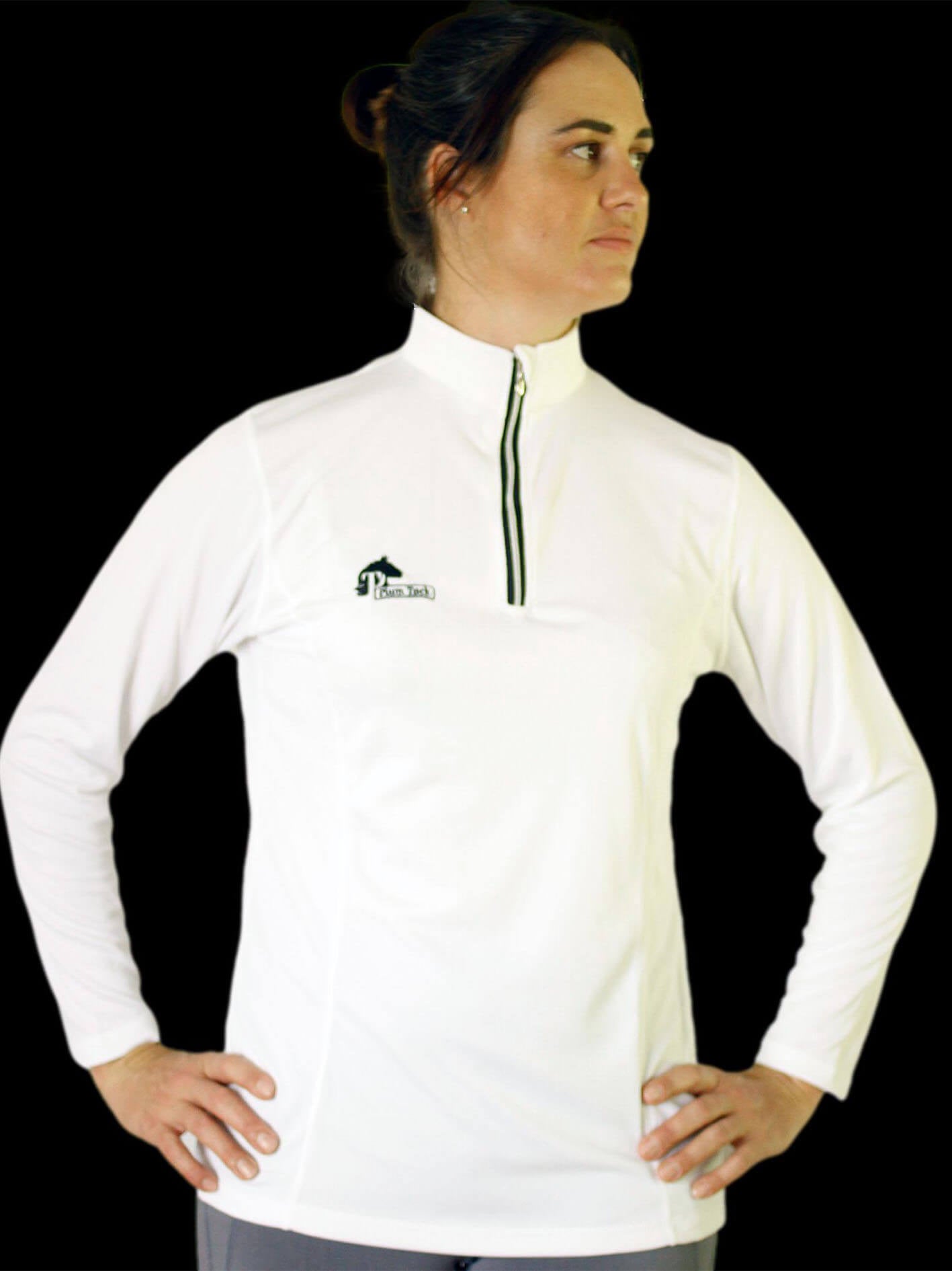 Ladies Cool Summer riding tops in white - Long sleeve